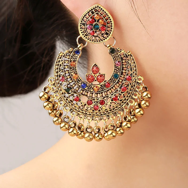 Pendant earrings niche design bell earrings retro alloy ethnic style
