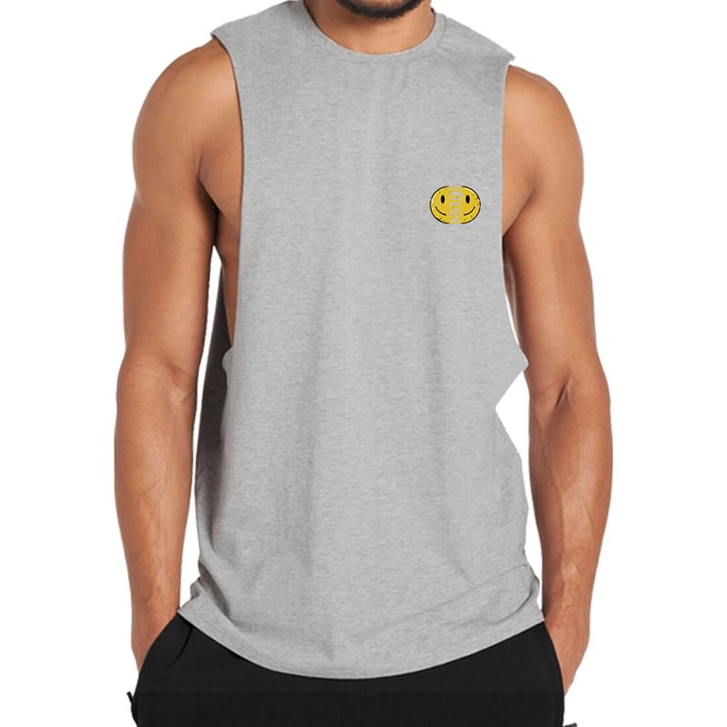 Cotton Smiley Face Men's Tank Top tacday