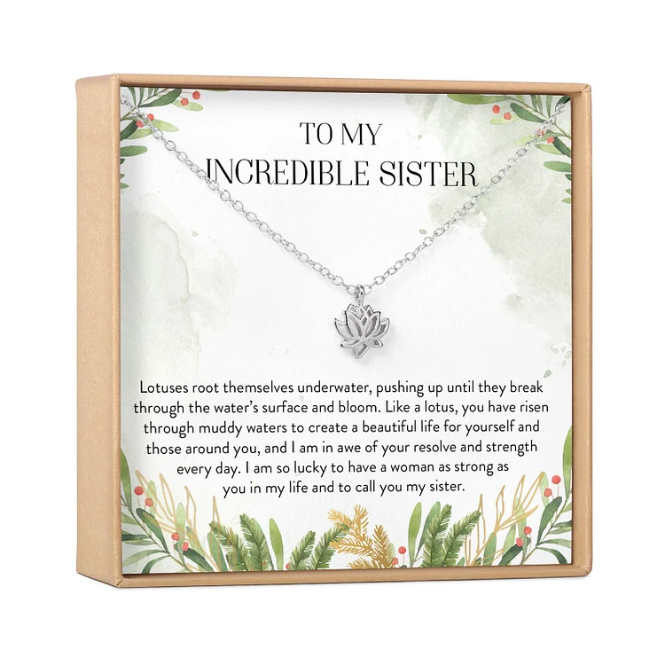 Sister Lotus Necklace - Perfect gift for birthdays, bridal showers Gift (with a card)