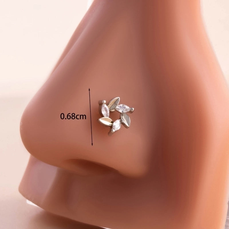 1 Piece Nose Rings & Studs Casual Minimalist Butterfly Antlers 316L Stainless Steel  Copper Inlay Zircon Nose Rings & Studs