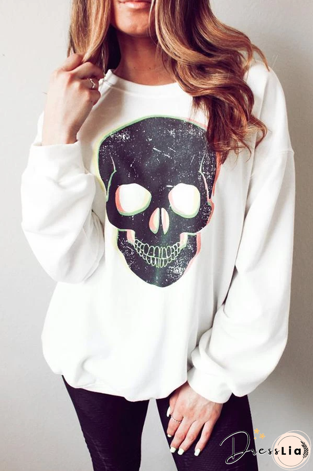 Printed Long Sleeve Loose Sweatshirt