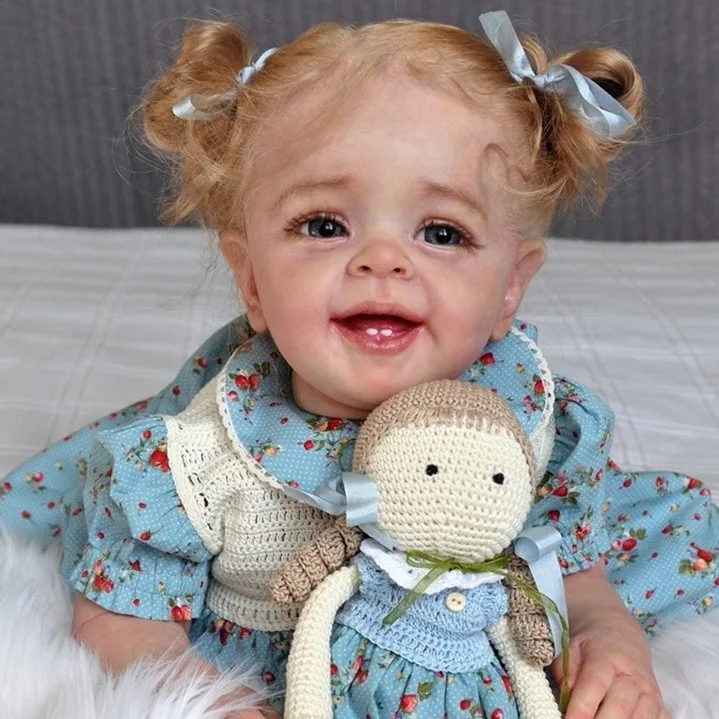  Eyes can Opened & Closed-[🎁3-7 Days Delivery to US] 20" Looking Lifelike Toddlers Handmade Blue Eyes Silicone Reborn Doll Girl with Two Teeth - Reborndollsshop®-Reborndollsshop®