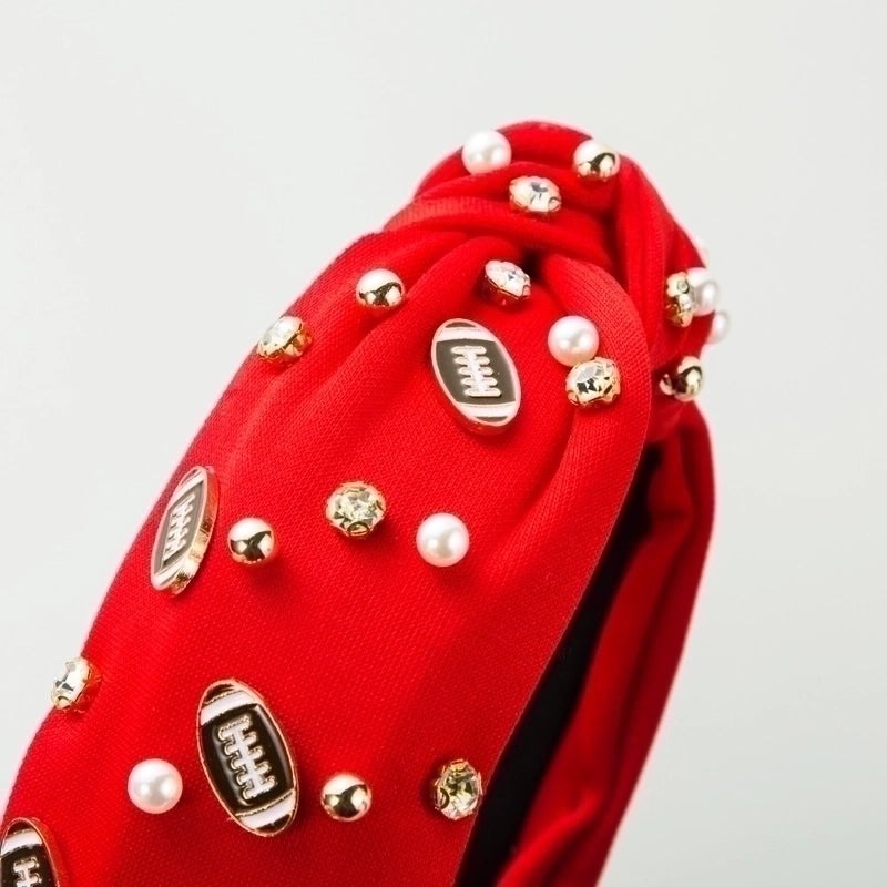 Women’s Casual Baroque Style Rugby Knot Alloy Cloth Inlay Rhinestones Pearl Hair Band