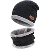 Mens Womens Winter Beanie Hat Scarf Set Warm Knit Hat Thick Fleece Lined Winter Cap by Inlyline