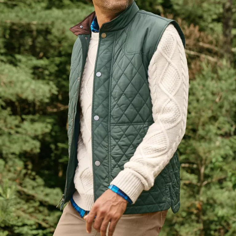 Men's Vintage Quilted Down Puffer Stand Collar Vest-inspireuse