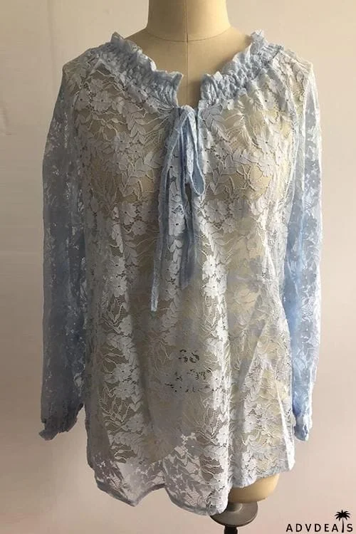 Lace Loose Long Sleeve Blouse