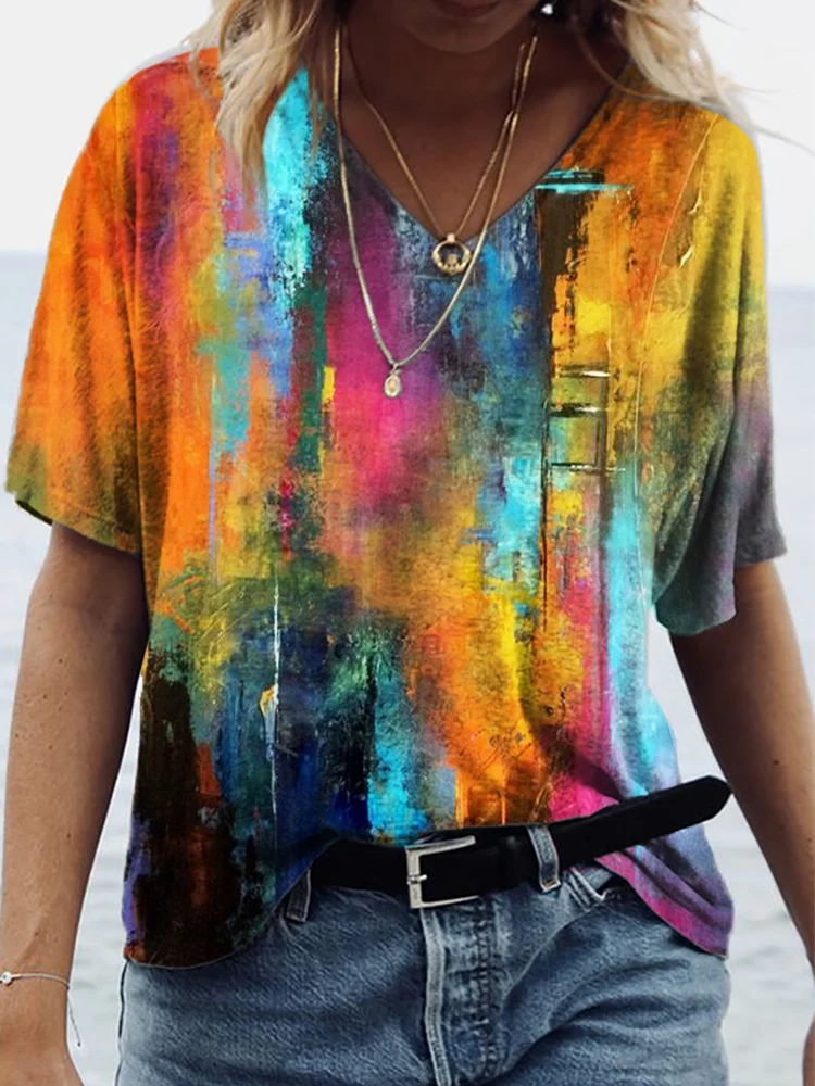 Abstract Graffiti Art V Neck T Shirt