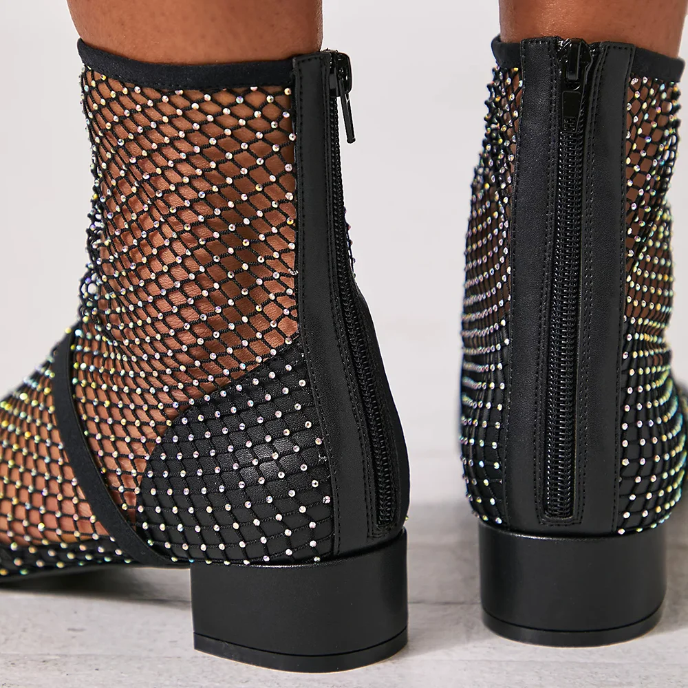 high heel mesh ankle boots