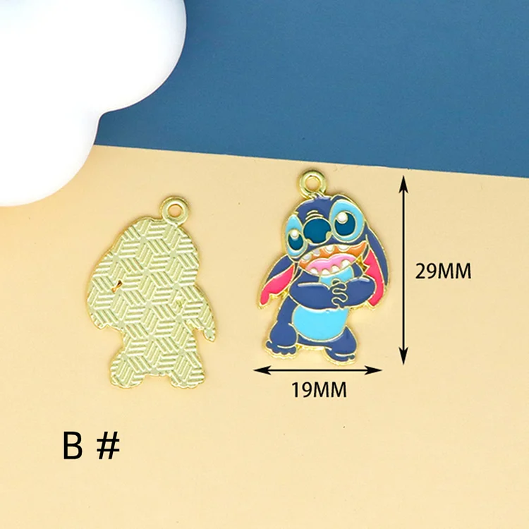10/30pcs Cartoon Animal Stitch Charm Anime Doll Little Monster Charms Enamel Charm Pendant Bracelet DIY Earring Necklace Key Chain Jewelry Accessories