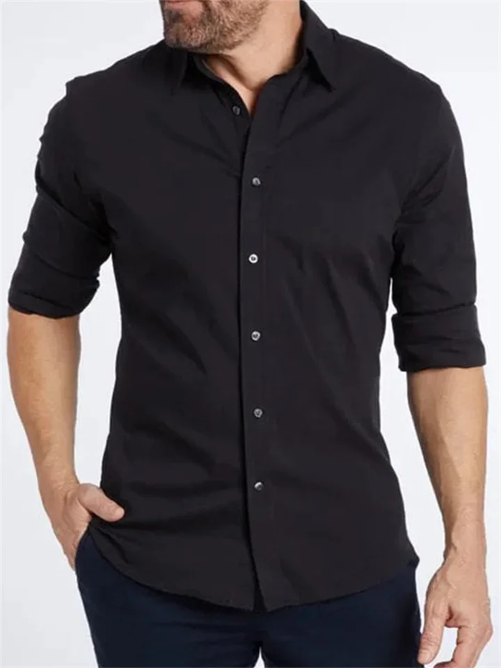Zipper Men's Oxford Spinning Shirt Long-sleeved Solid Color Shirt-JRSEE