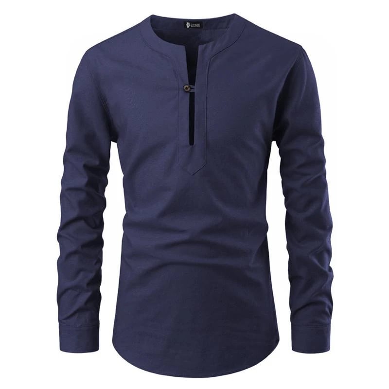 Men's Casual Pullover Long Sleeve Shirt