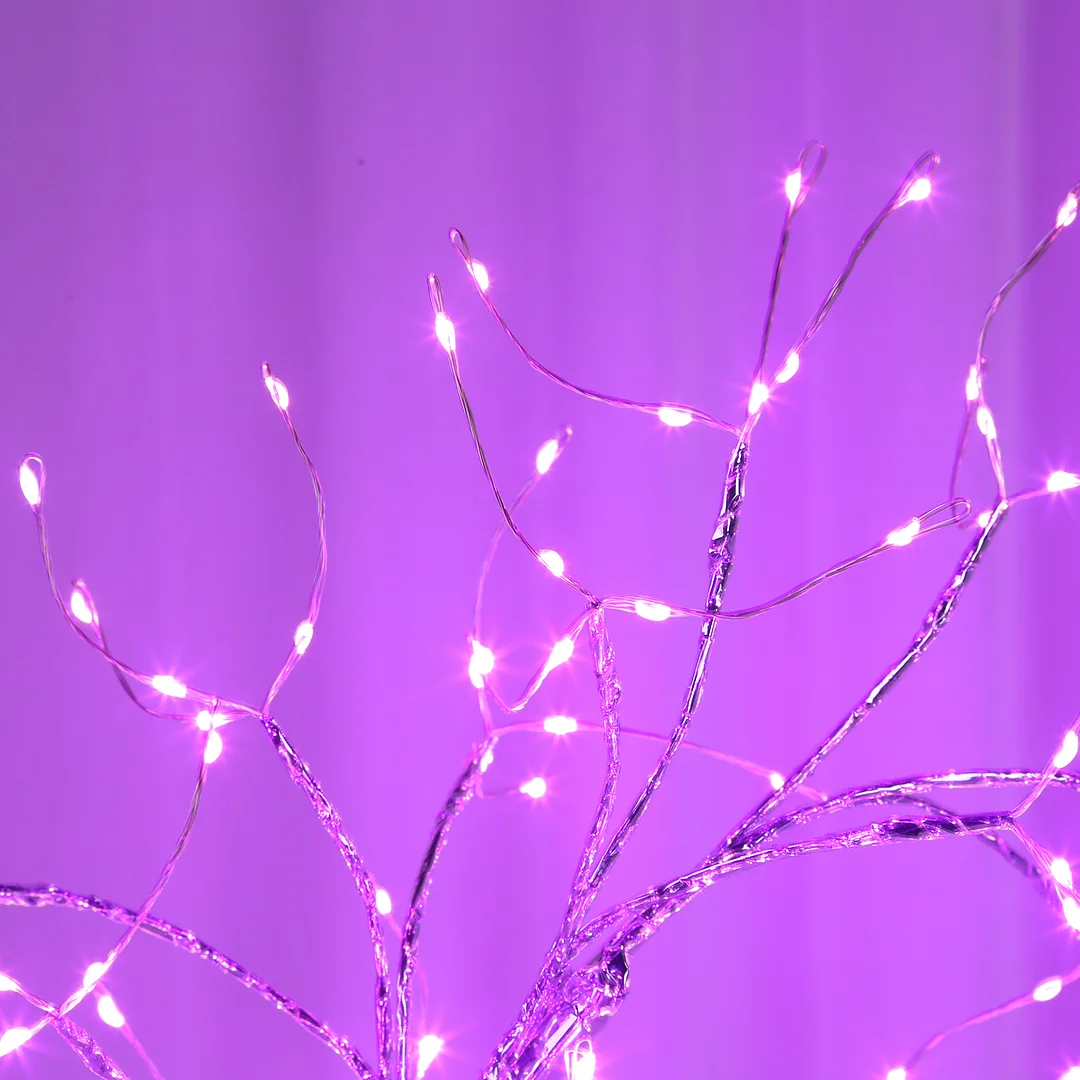 20 inch Tabletop Bonsai Tree Light, 108 LED Copper Wire Lamp (Pink)