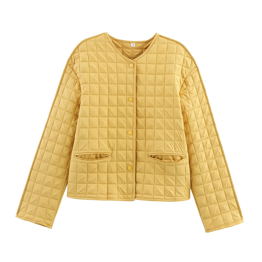 Nigikala Nigikala Women's Clothing 2025 Winter Round-Neck Long-Sleeved Single-Row Buckle-Tlip Cotton Coat Women A15064