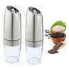  Electric Gravity Pepper Grinder Automatic Salt and Pepper Mill Grinder Adjustable Coarseness Battery Powered Blue Led Light One Hand Operation
