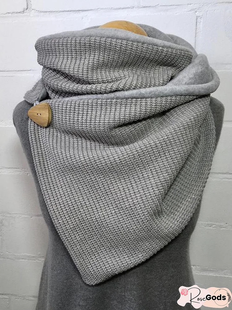 Gray Casual Plain Knitted Scarf