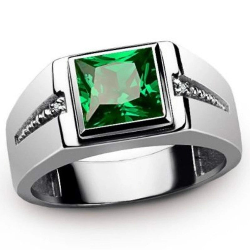 Retro Square Alloy Plating Inlay Artificial Gemstones Unisex Rings