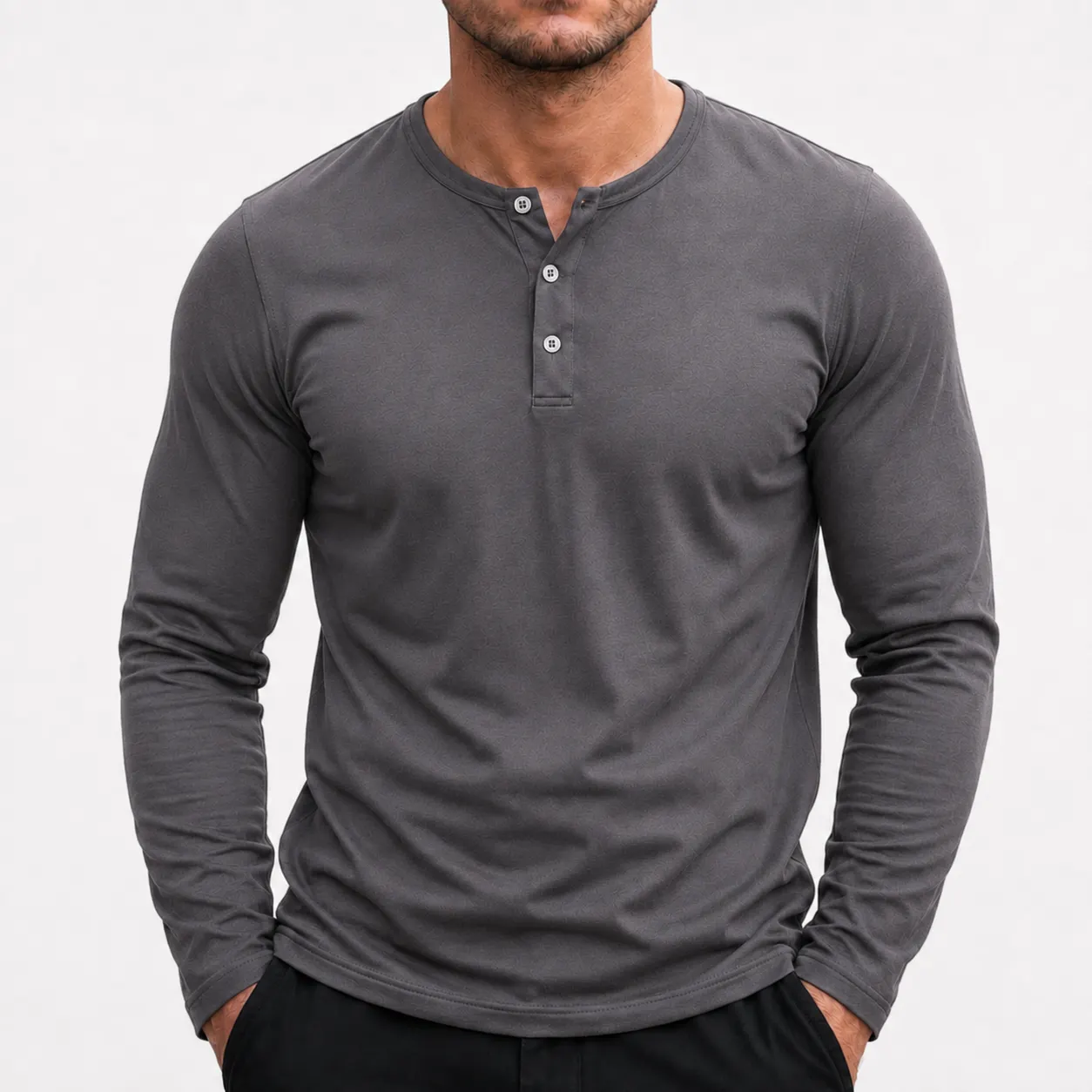 Gray Bleamme Henley long sleeve shirt