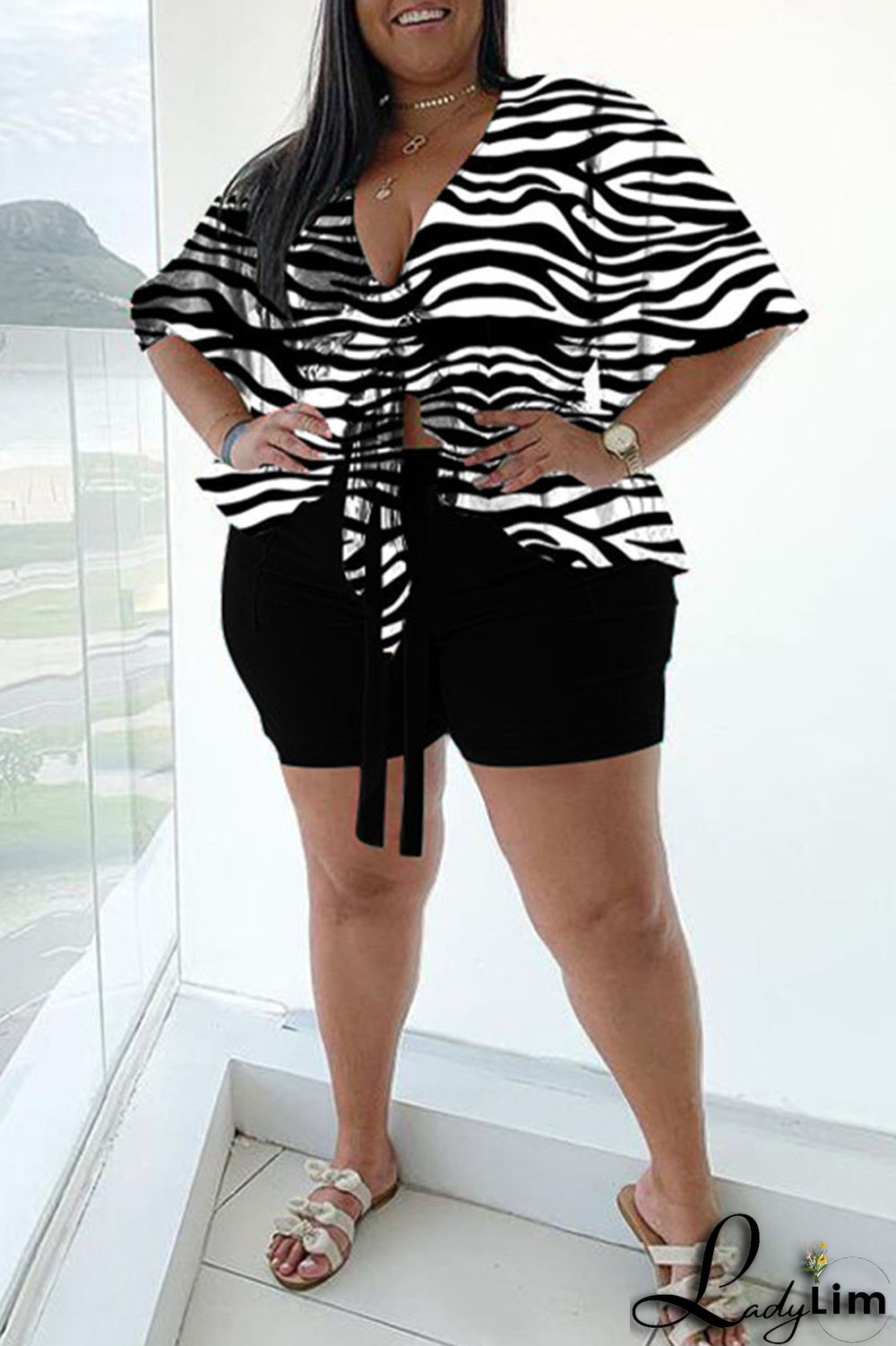 Leopard Print Sexy Print Bandage Split Joint Asymmetrical V Neck Plus Size Two Pieces