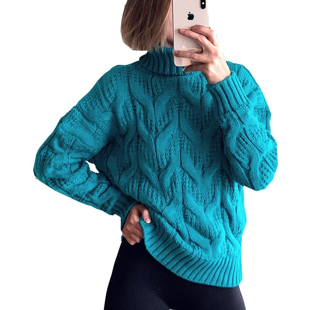 Turtleneck Sweaters Women 2019 Winter Fashion Knitwear Woman Knitted Pullovers Tops Femme Long Sleeve Pullover Loose Tops
