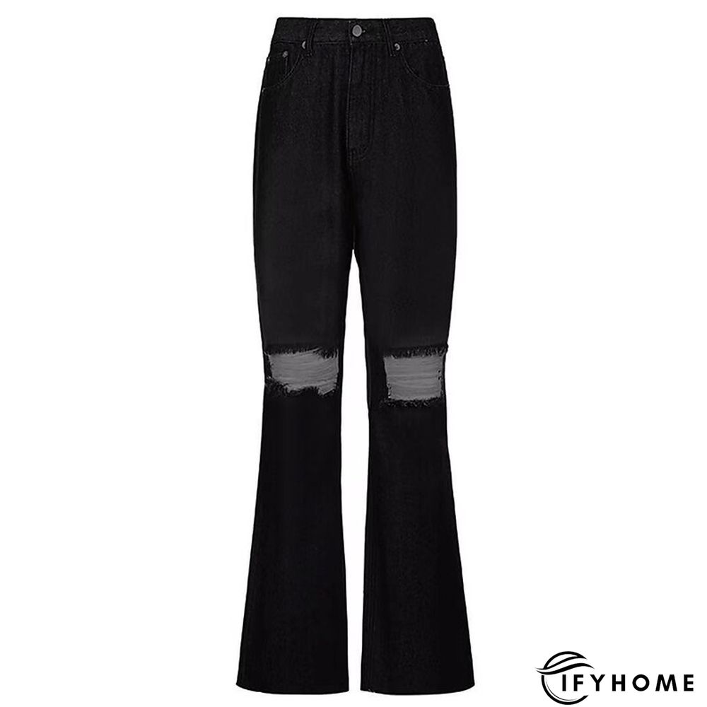 Women's Jeans Straight Flared Ripped Plain Jeans Classic Modern Regular Spring &  Fall Black Dark Blue Light Blue Grey | IFYHOME