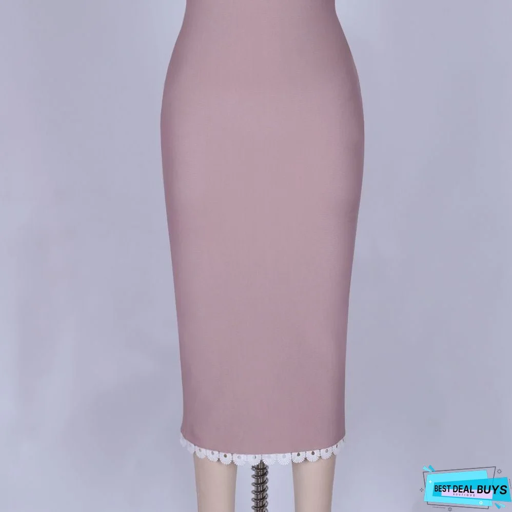 Strappy Sleeveless Frill Over Knee Bandage Dress PZ19194