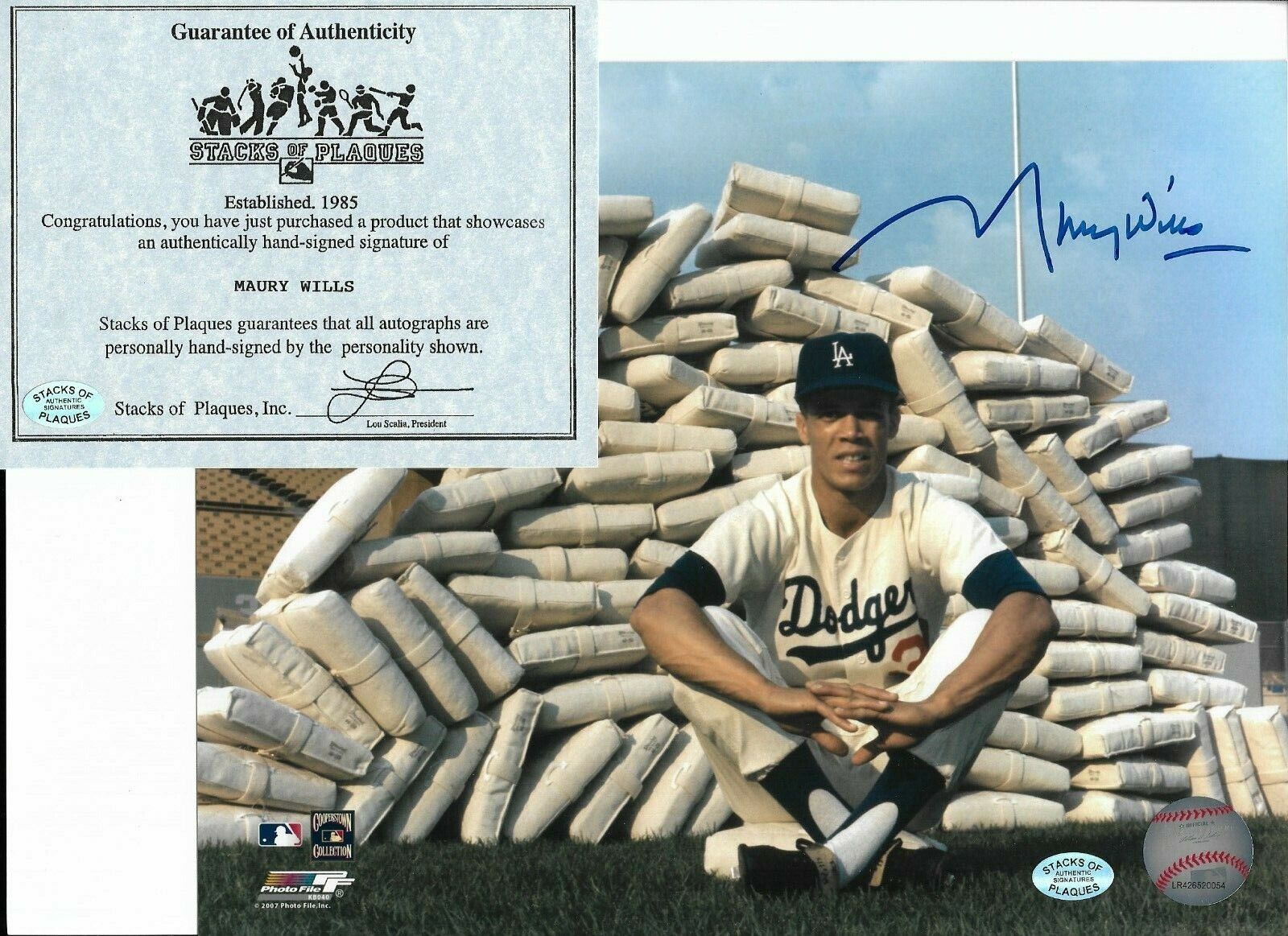 Autographed Maury Wills 8x10 LA Dodgers Photo Poster painting SOPCOA Player Mgr Stolen Base King