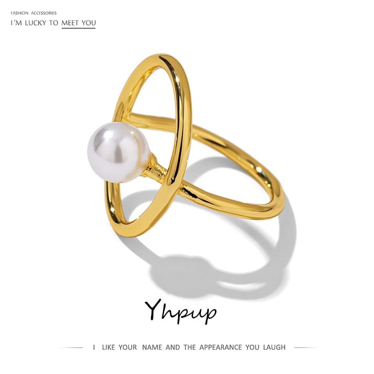 YOY-Adjustable Rings  Pearls Geometric Gold Rings