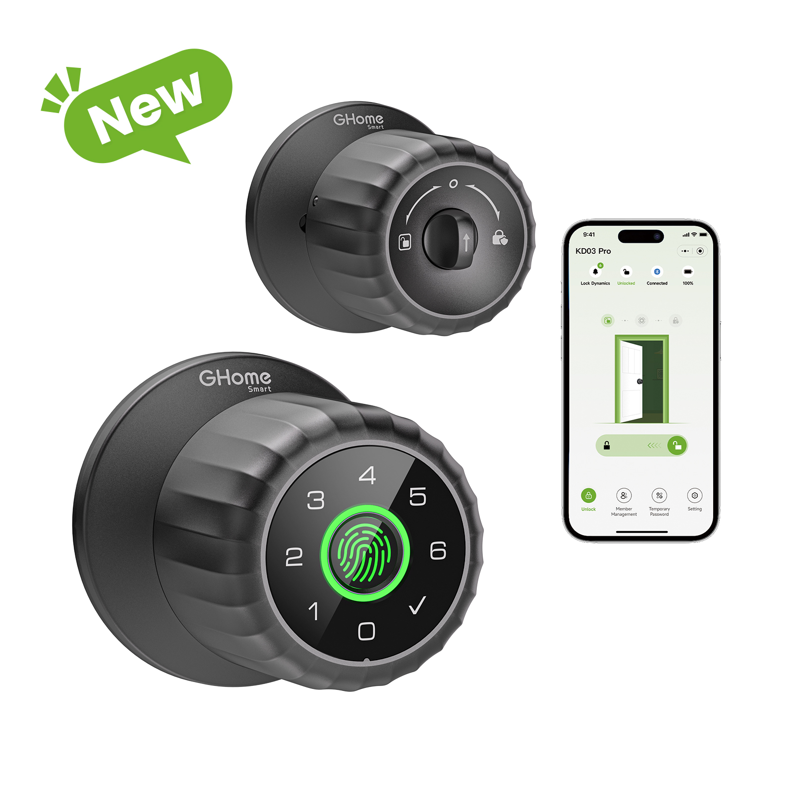 New Product - Removable Battery Smart Knob Lock GHome Smart KD03PRO