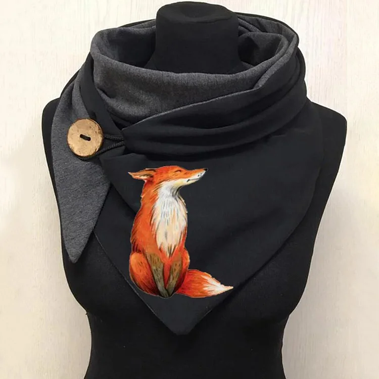 🔥kukelife🔥Casual Fox Print Thermal Scarf
