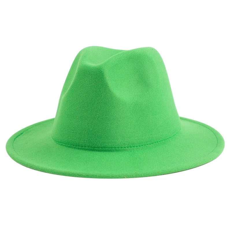 60 Color Solid Color Jazz Top Hat British Style Retro Woolen Hat Adult Embroidered Logo Felt Hat