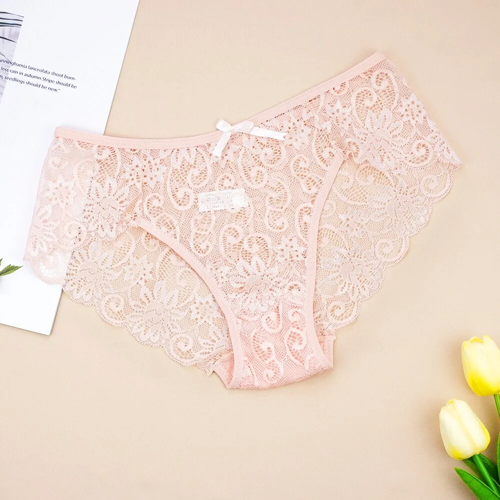 Billionm Woman Underwear Sexy Lace Breathable Soft Lingerie Female Briefs Panties Mid-waist Transparent Women's Underpants