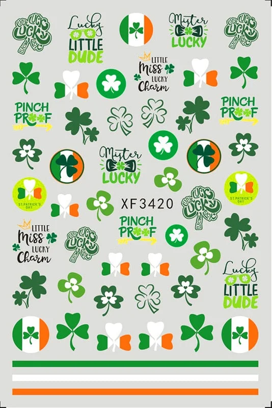 3D Flag Sport Nail Stickers for Manicure Fire Clover Decoration Decals Back Glue Designer Gymnastics Nail Art Sticker