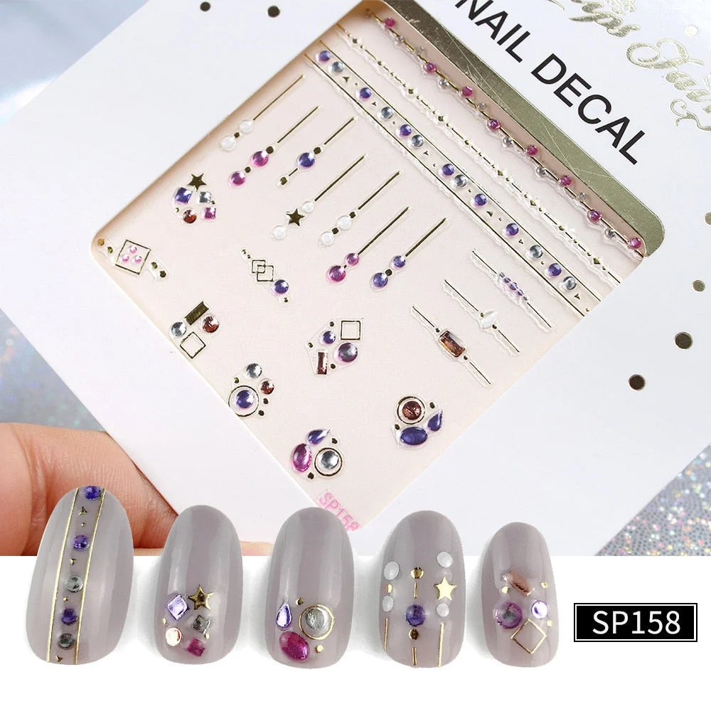 1psc Embossed Paste Beauty Nail Art Decorations Manicure Nails Decal DIY  Gold Bronzing Colorful 3D Nail Sticker Flower-Nail Inspo