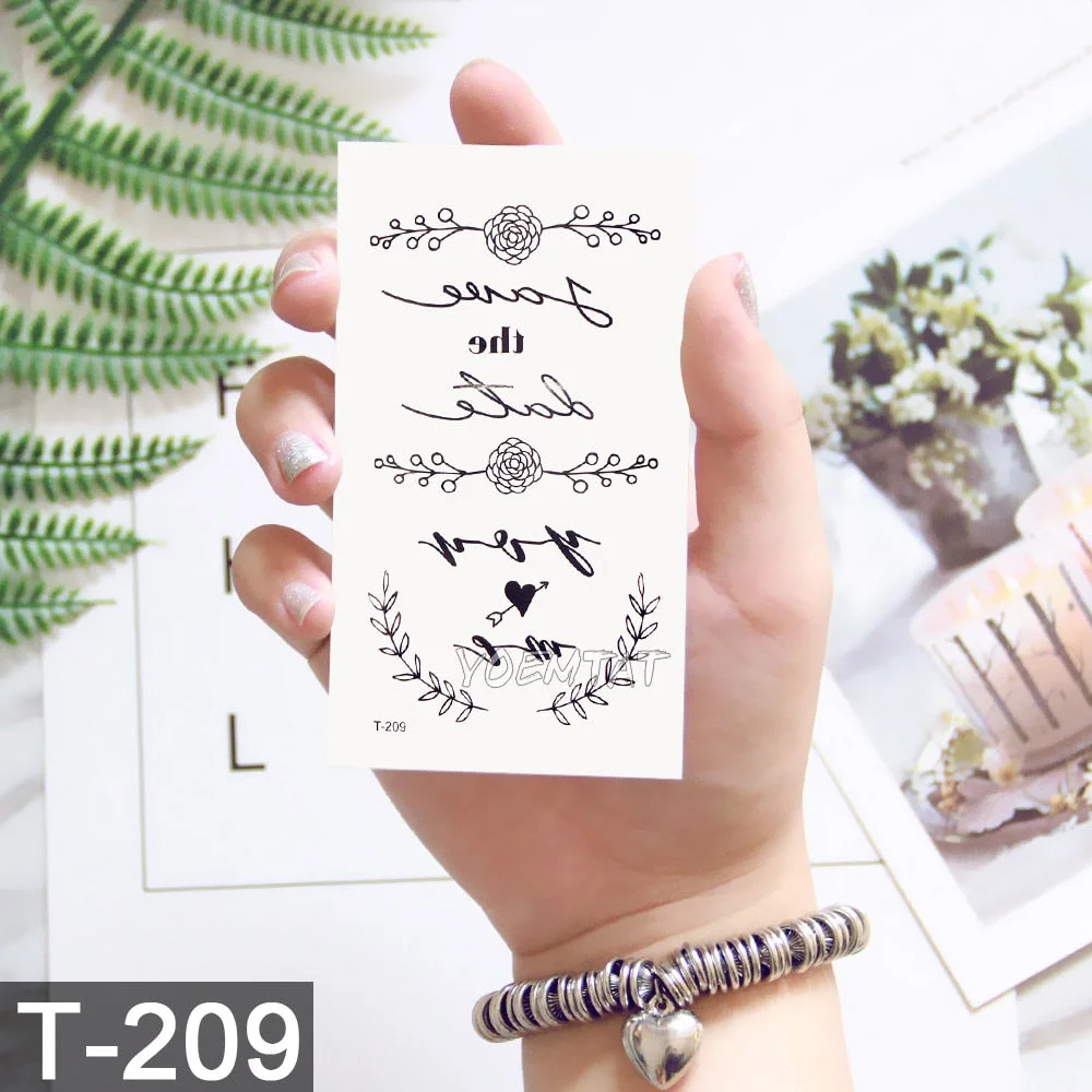 Waterproof Temporary Tattoo Sticker Rose Flower Bow Colorful Feather Planet Flash Little Tatoo Girl Cute Body Art Fake Tatto Man