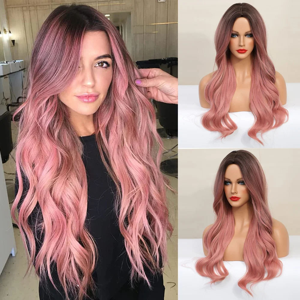 Jewtribute Hair®|Pink  Long Synthetic Wave Wigs for Women