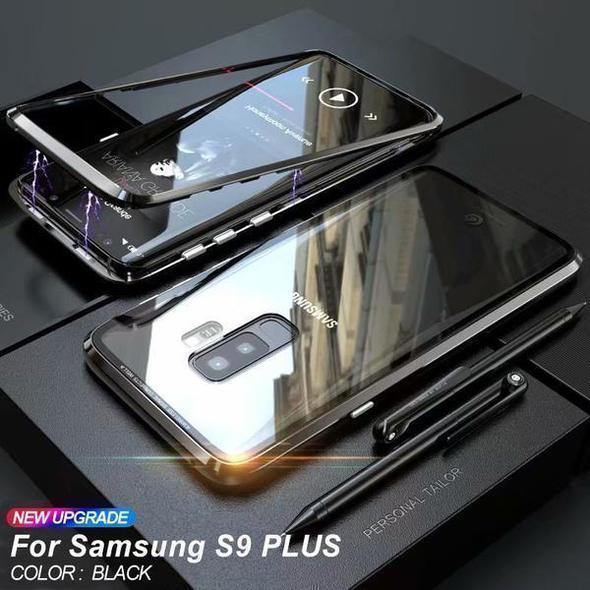 Transparent Tempered Glass Magnetic Adsorption Phone Case for Samsung S9 S9Plus