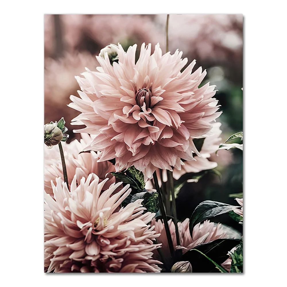 Peony Flower Canvas Painting Nordic Poster Rose Gold Floral Scandinavian Style Print Wall Art Decoration Picture for Living Room