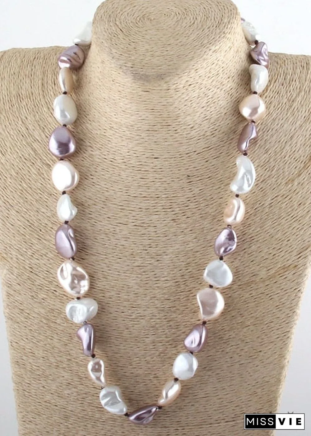 Boho Necklace, RH Big Pearl Shell White Pink Necklaces