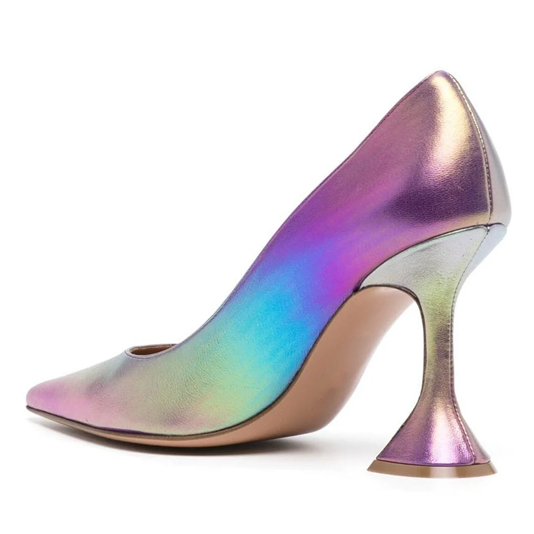 Colorful Shiny Vegan Leather Pointed Toe Fashionable Party High Heels