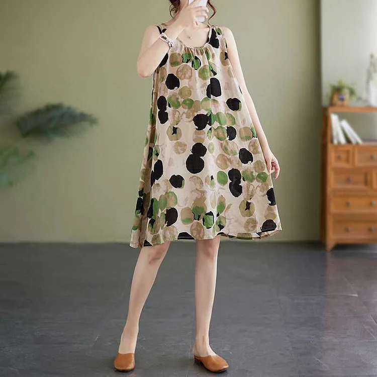 Casual Polka Dot Printed Sleeveless Sling Dress