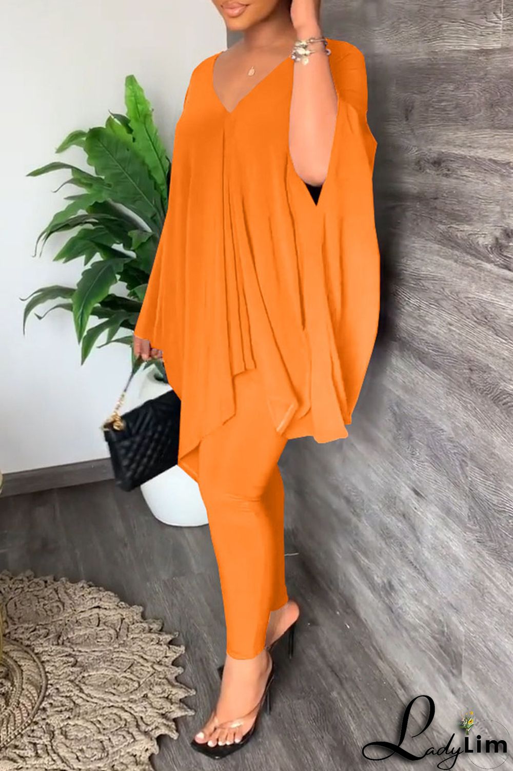 Black Casual Solid Patchwork V Neck Long Sleeve Two Pieces