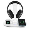Headphone stand with 15w wireless charger, Suguder 4-in-1 charging station headphone stand for AirPods Max/Pro/2/3 iWatch 9/8/7/6/5/4/3/2/1/SE iPhone 15/ 14/13 /12/11/XS/XR/X for desktop desktop games