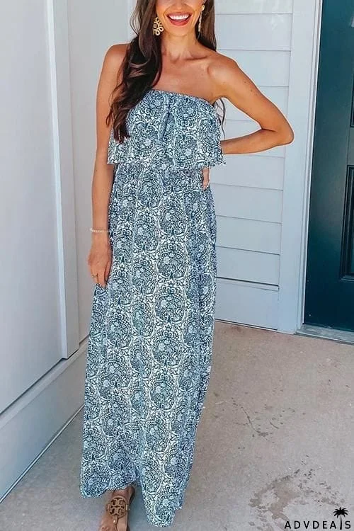 Print Off Shoulder Maxi Dress