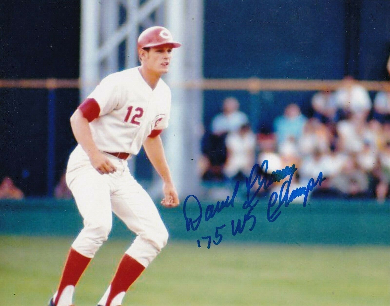 DARREL CHANEY CINCINNATI REDS 75 WS CHAMPS ACTION SIGNED 8x10