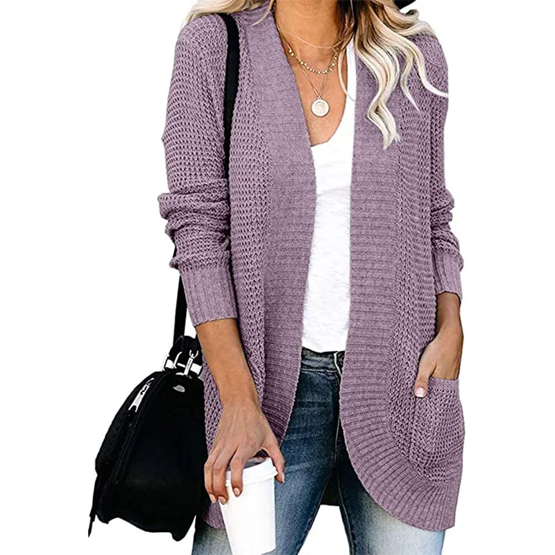 Uveng Uveng Exclusively For The Autumn And Winter New Ladies Fashion Long Sleeve Pocket Sweater Knit Cardigan