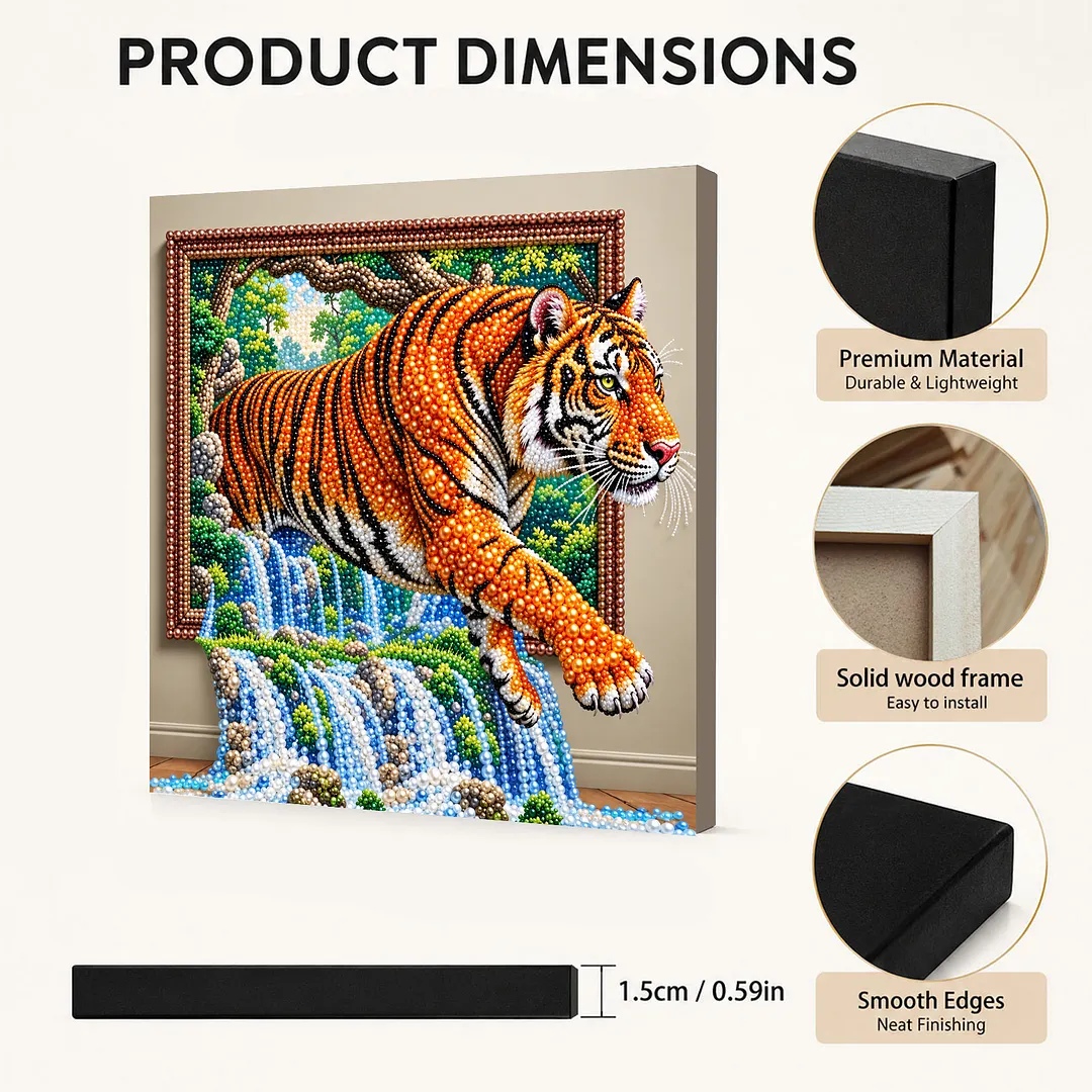 DIY Framed Pearl Art Tiger Painting Kit 11.81x11.81in