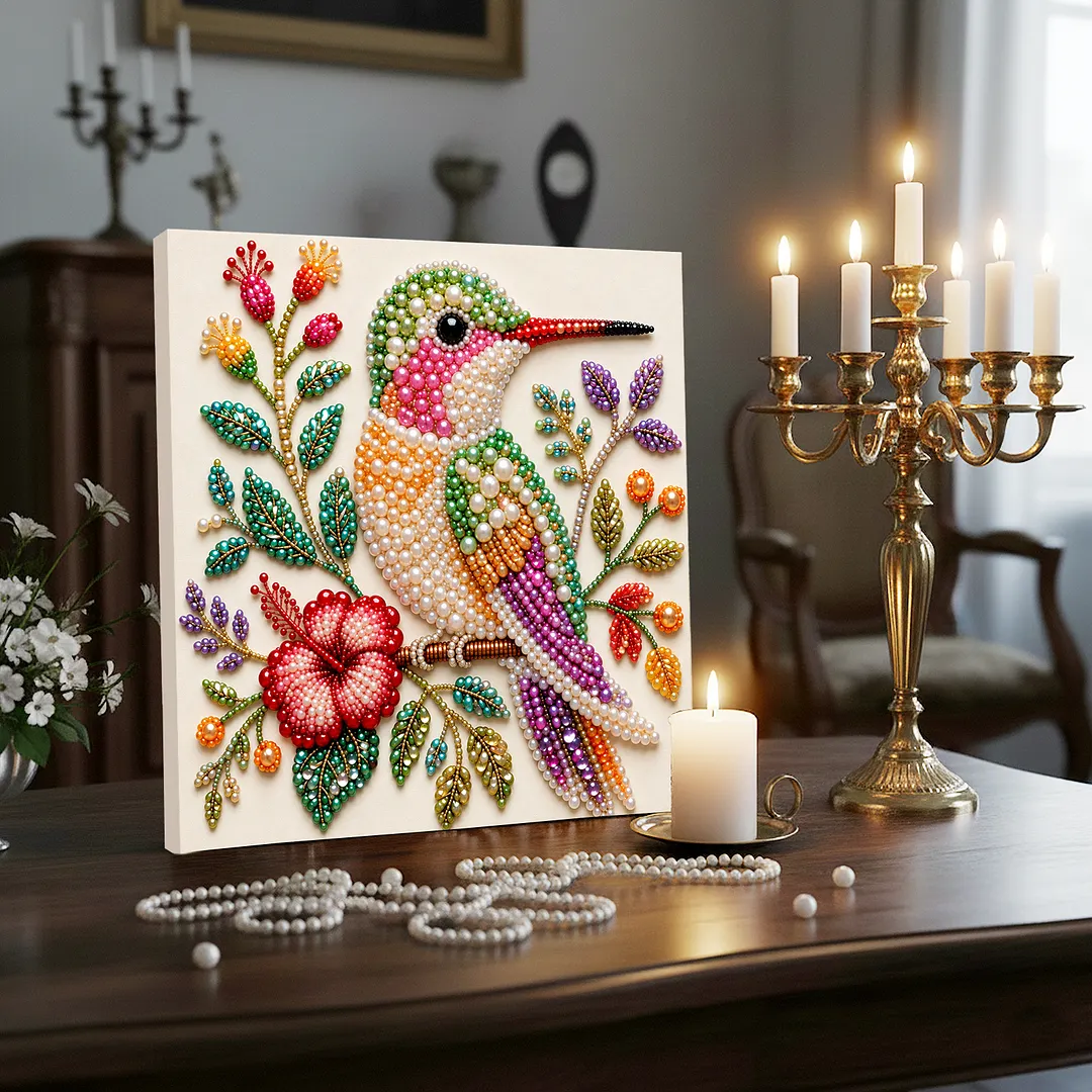 Framed Pearl Painting Kit Hummingbird 7.87x7.87in