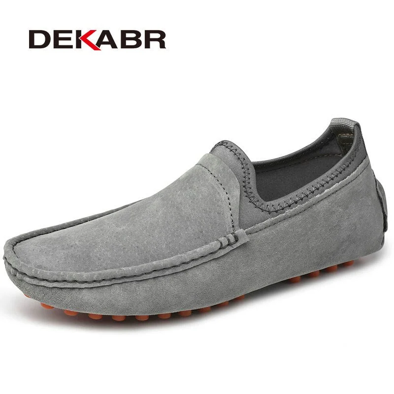 DEKABR Summer Men Loafers Genuine Leather Casual Shoes Fashion Slip On Driving Shoes Breathable Moccasins Plus Size 38~49