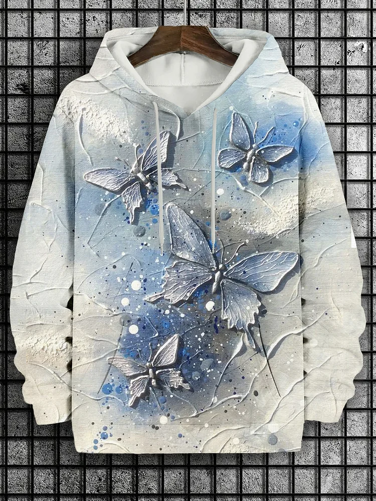 Men's Butterfly Tie Dye Holiday Art Print Hooded Sweatshirt