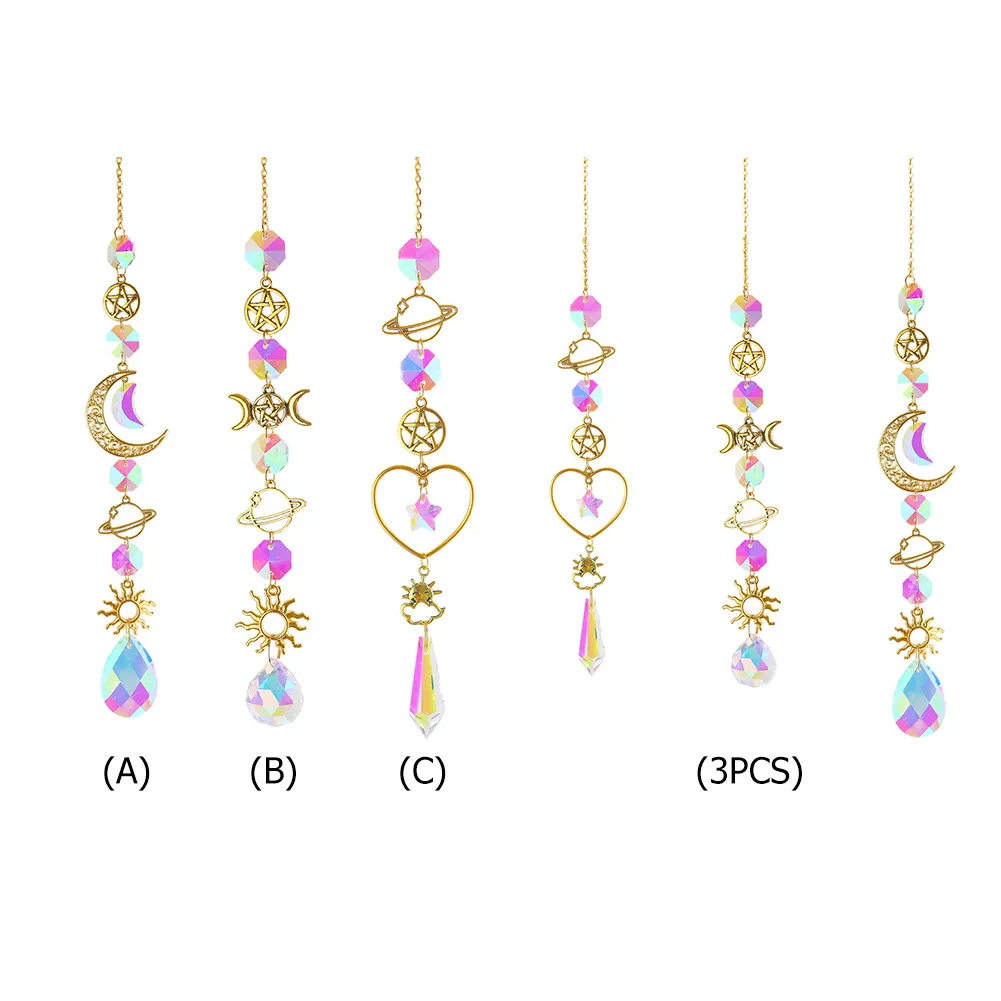 Star Crystal Chandelier Lighting Wind Chimes Curtain Home Garden Pendants